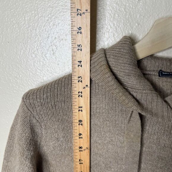 Saks Fifth Avenue Modern Sweater Women's XL Tan Hooded Pocket Wool - Picture 7 of 9